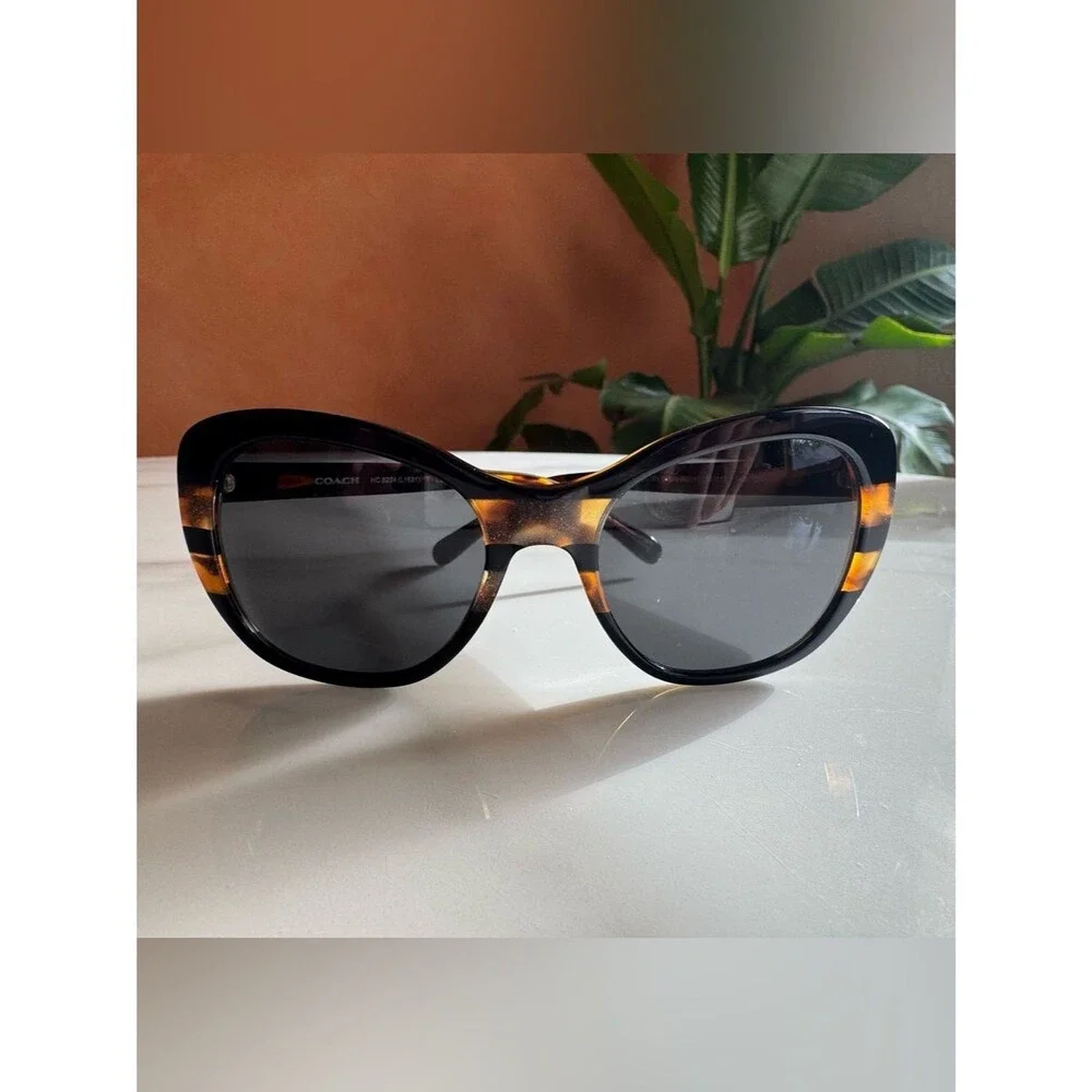 Coach HC8204 L1631 Black Tortoise Glitter Varsity Stripe Sunglasses
